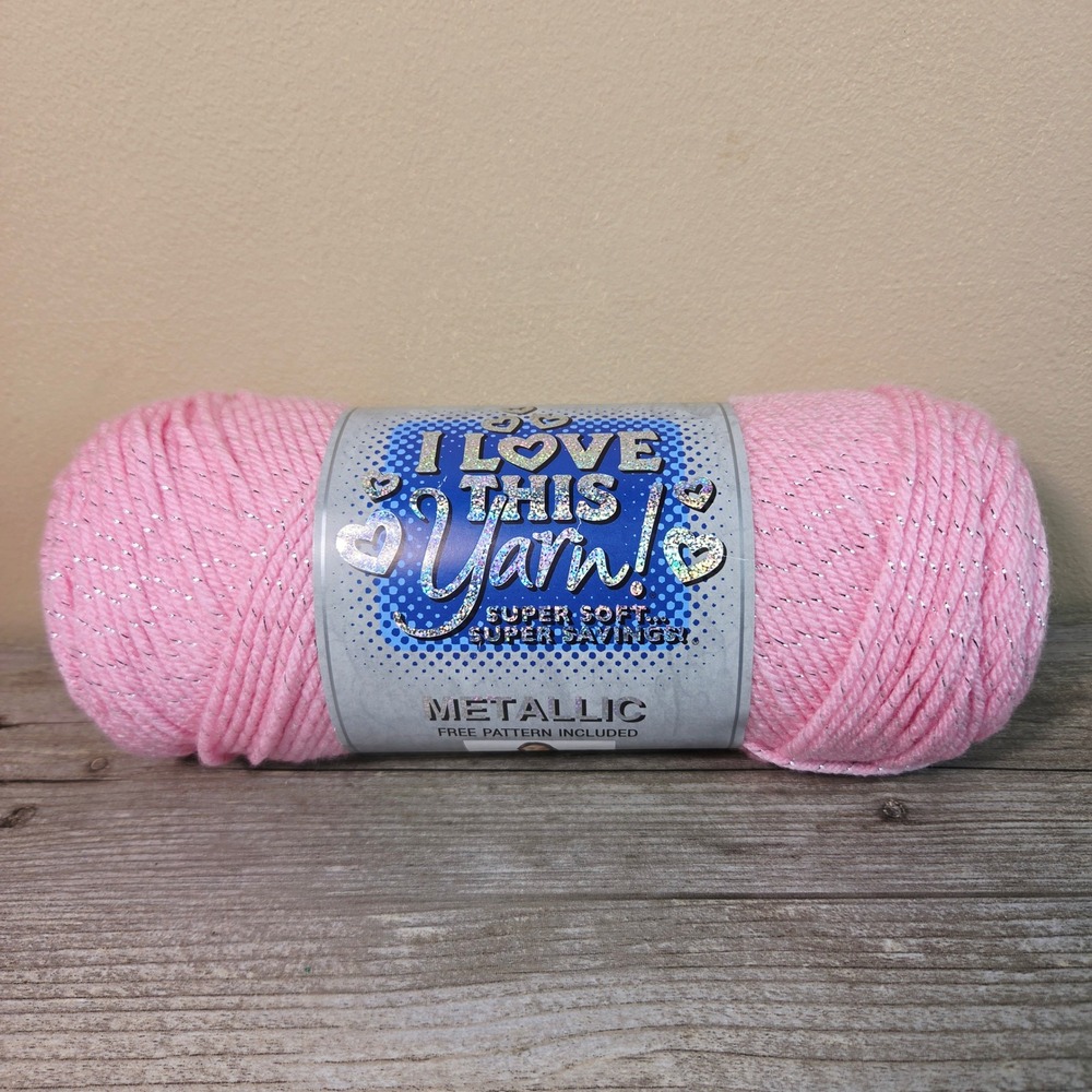 Hobby Lobby I Love This Yarn Metallic Pinkytoes 750 Pink Silver Sparkle 5oz New